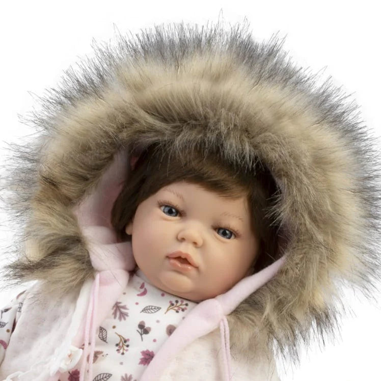 Reborn Baby Doll with Floral Outfit & Matching Accessories 42cm