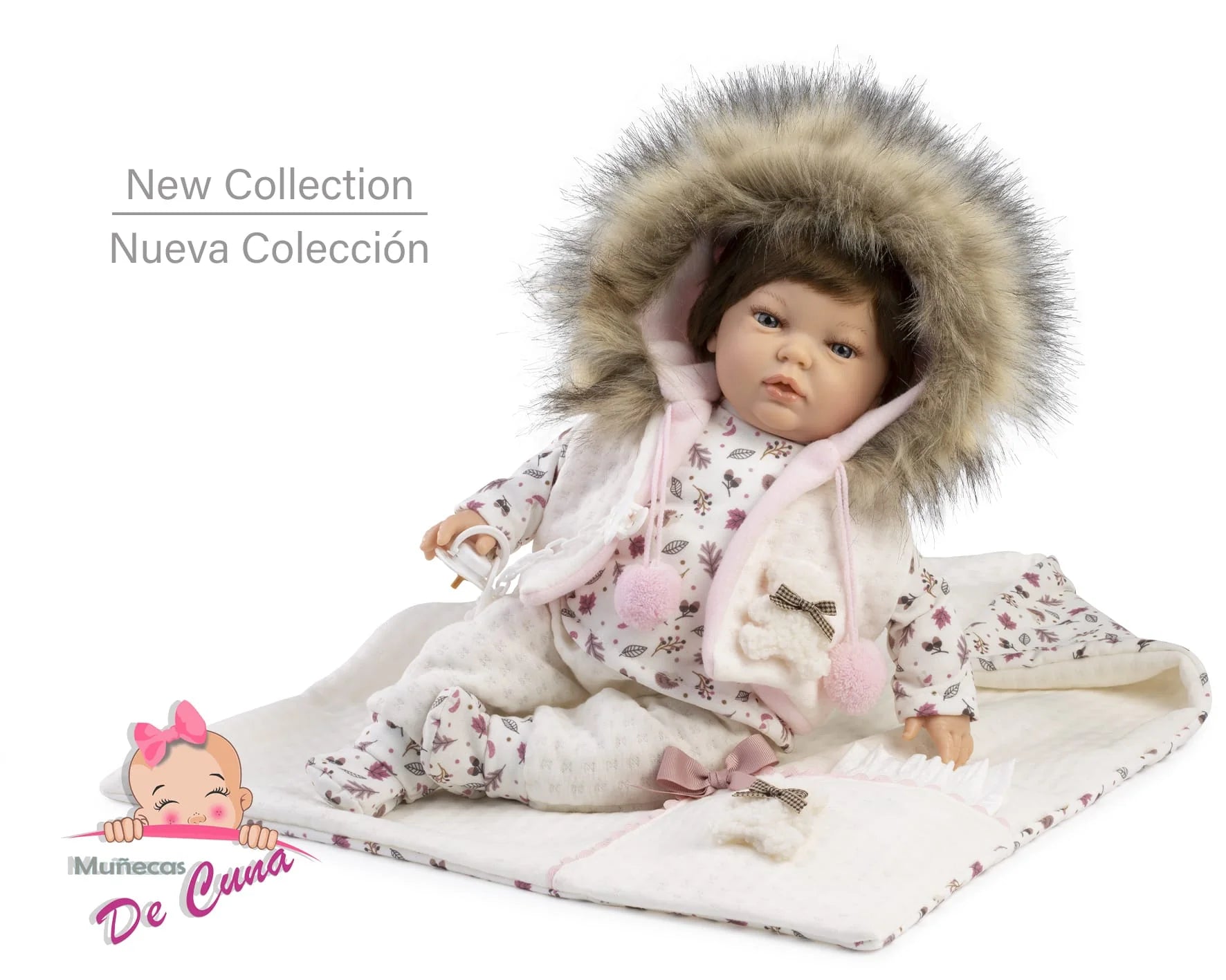 Reborn Baby Doll with Floral Outfit & Matching Accessories 42cm