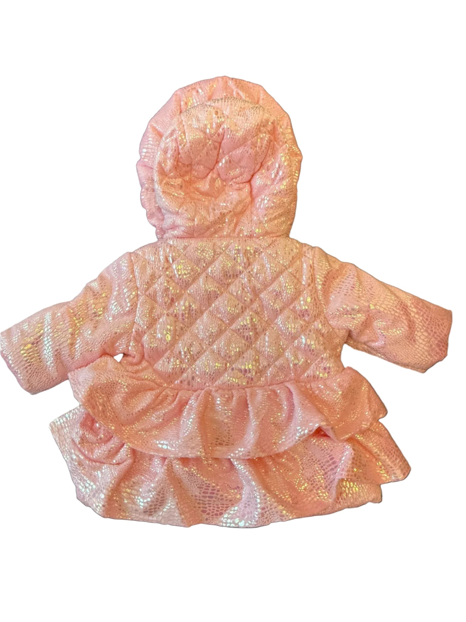 Girls Iridescent Winter Coat Fleece Lined with Hood, Sizes 3M to 5Y, White or Pink