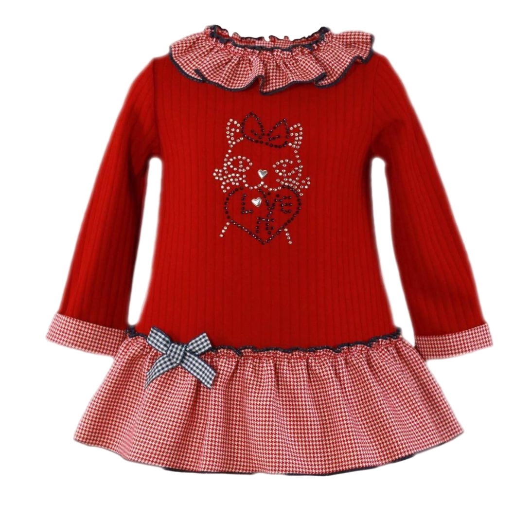 Miranda Girls Red Dress with Diamanté Detail