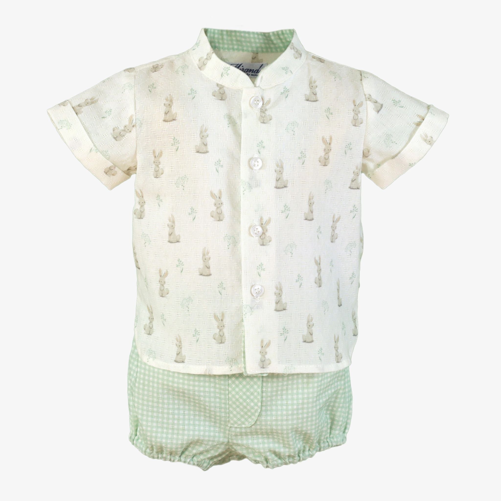 PRE ORDER SS26 Miranda Baby Boys Bunny Green Short Set