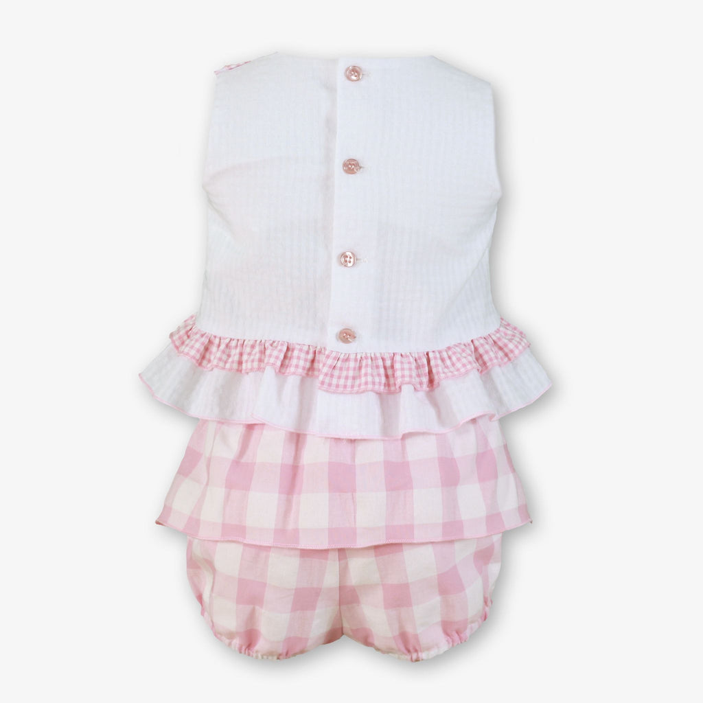 SS26 Miranda Baby Girls Pink & White Check Jam Pant Set