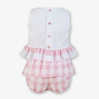 SS26 Miranda Baby Girls Pink & White Check Jam Pant Set