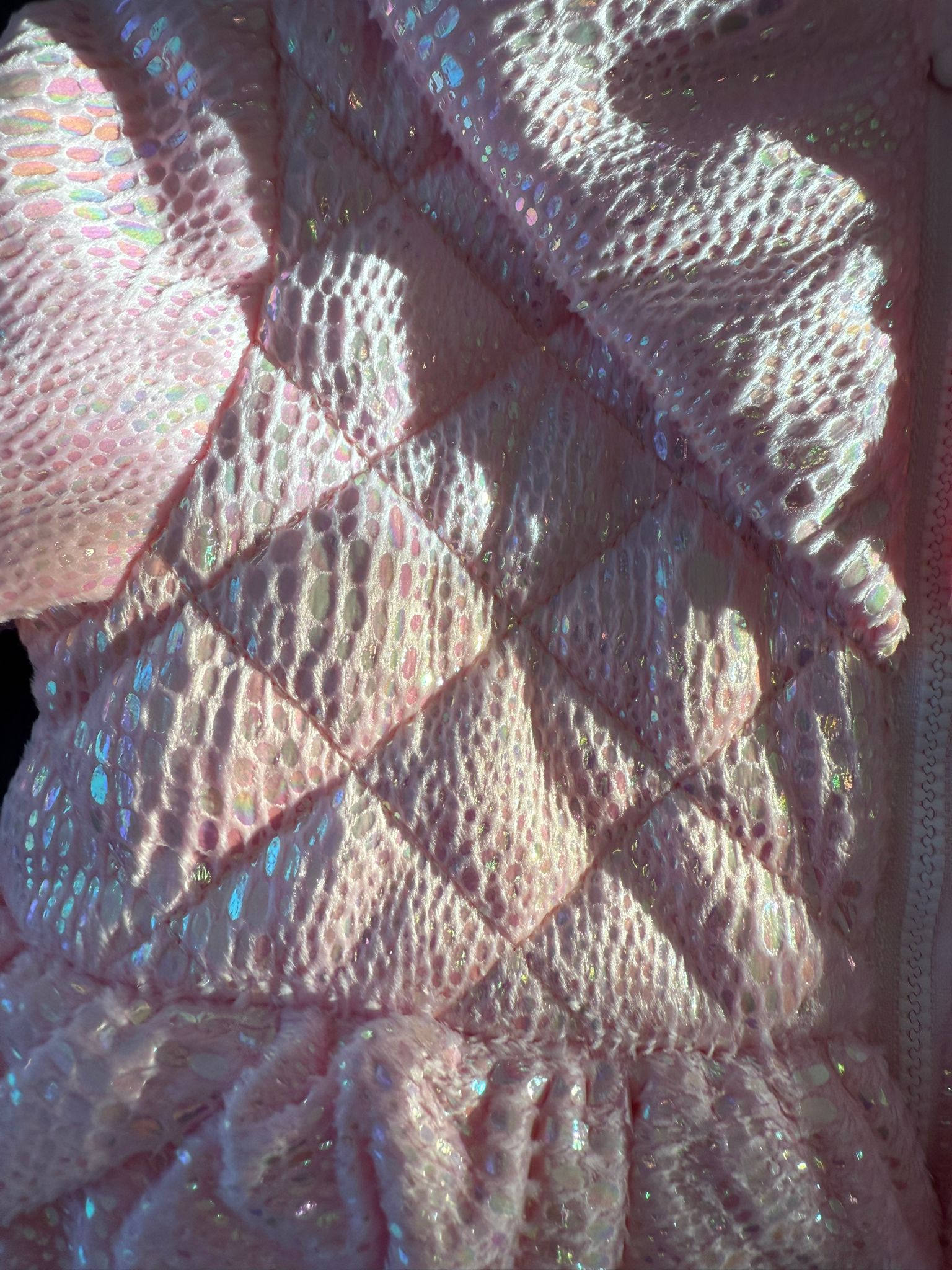Girls Iridescent Winter Coat Fleece Lined with Hood, Sizes 3M to 5Y, White or Pink