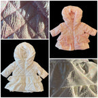 Girls Iridescent Winter Coat Fleece Lined with Hood, Sizes 3M to 5Y, White or Pink
