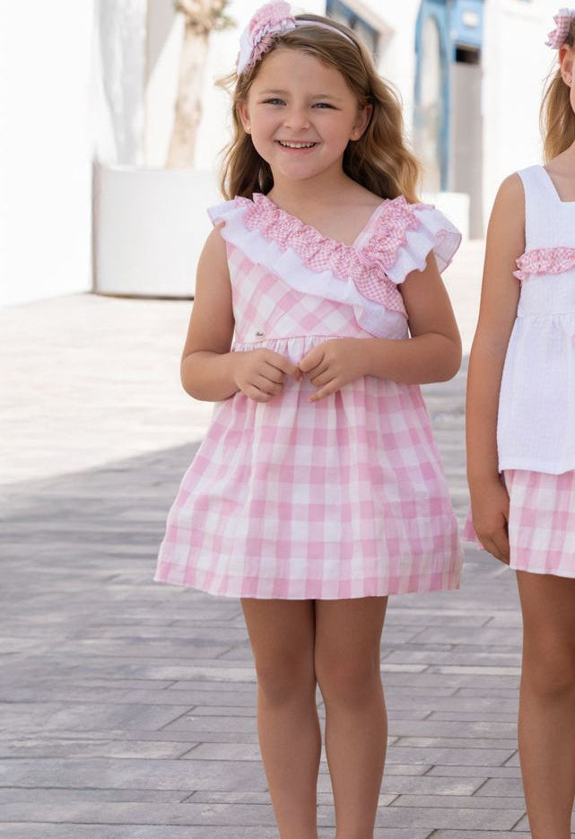 PRE ORDER SS26 Miranda Girls Pink & White Check Dress