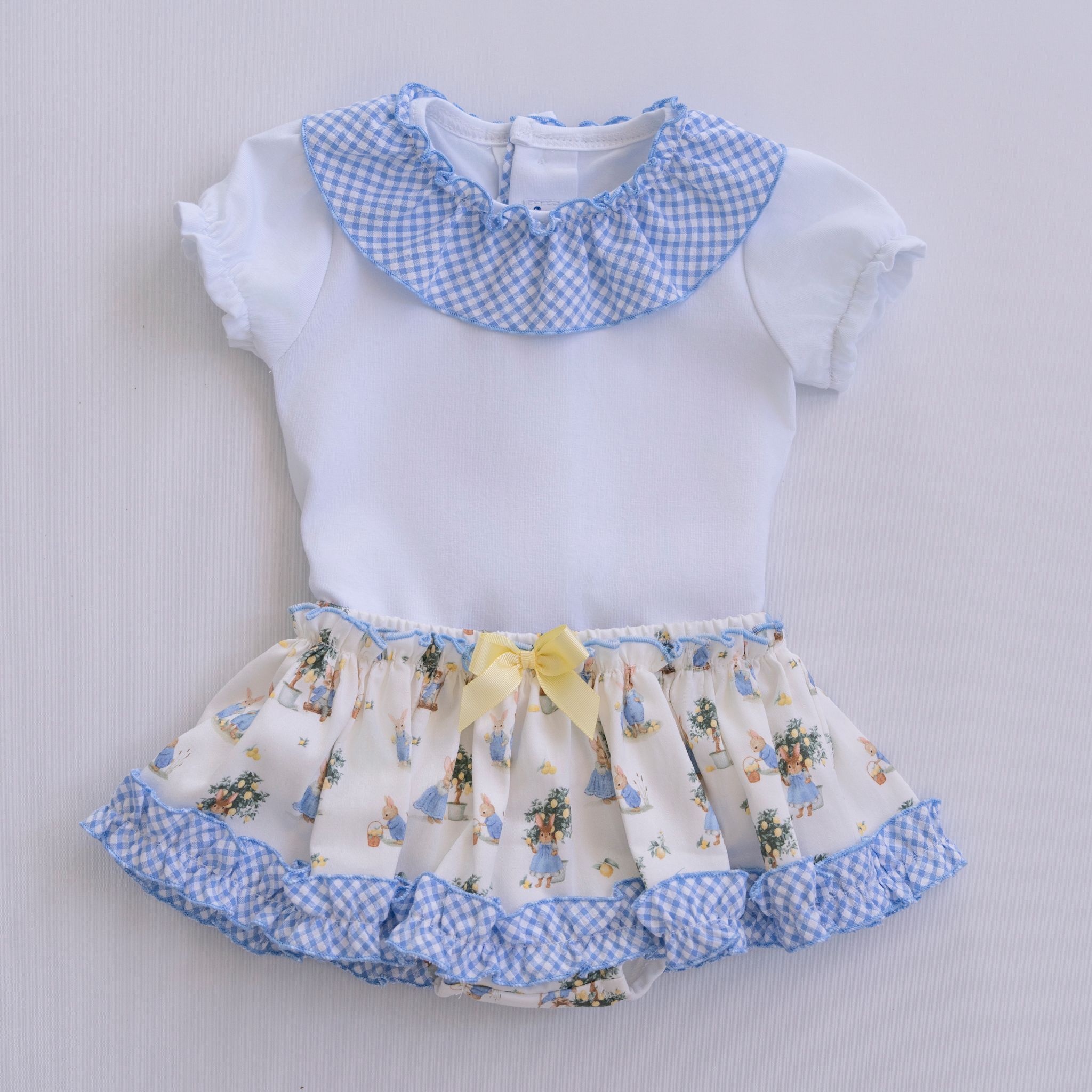 PRE ORDER SS26 Miranda Baby Girl Lemon & Blue Bunny Jam Pant Set