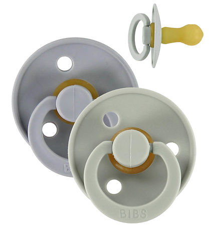 BIBS Colour Anatomical Soother / Dummy 2 Pack Latex – Cloud & Sage (Size 2, 6+ Months) [120262]
