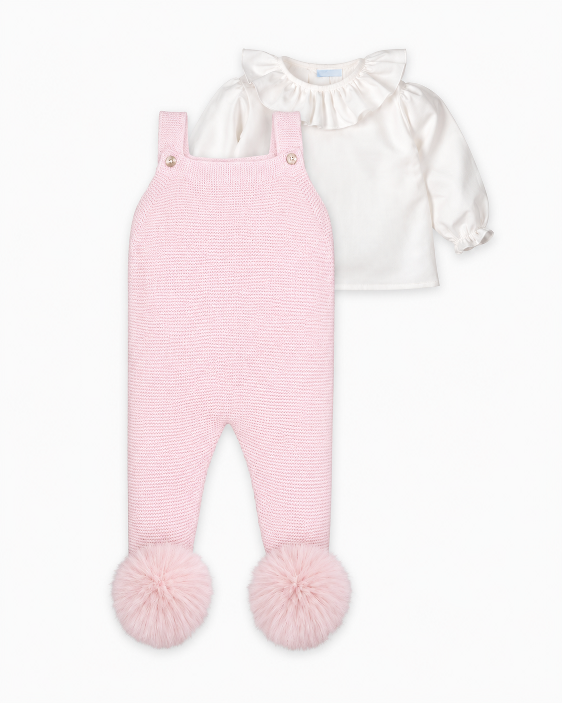AW26 Mac Ilusion Baby Girl Pink Knitted Dungaree 2 Piece Set