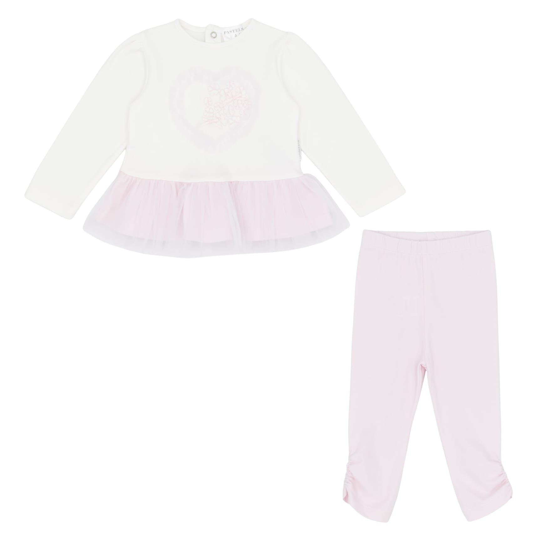 Pre Order Pastels & Co Girls Belle Pink Heart Tulle Leggings Set