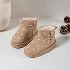 Girls Beige Daisy Embroidered Ankle Boots