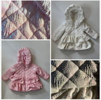 Girls Iridescent Winter Coat Fleece Lined with Hood, Sizes 3M to 5Y, White or Pink