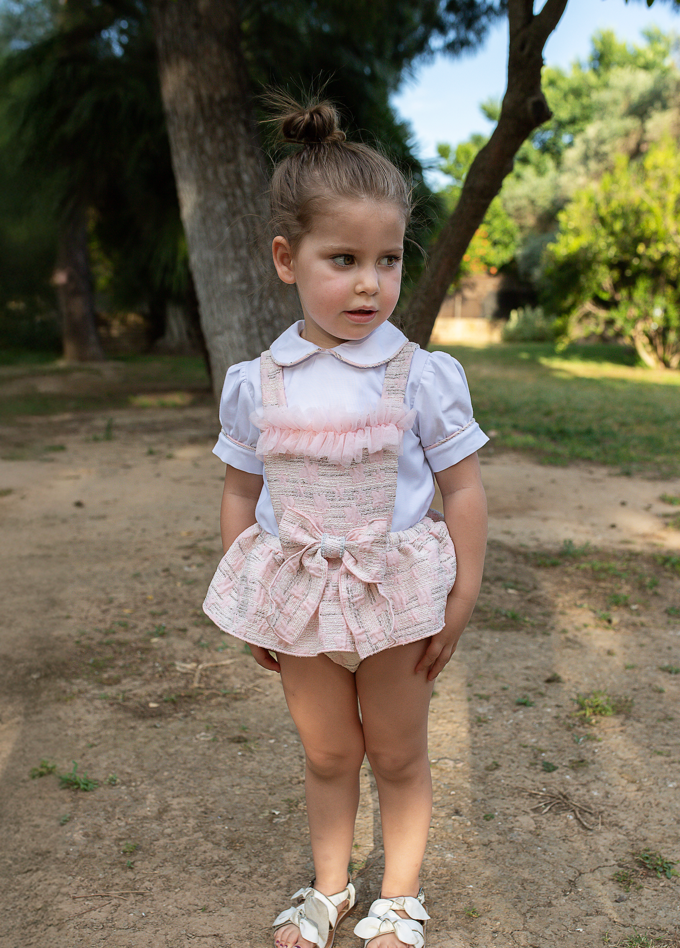 SS26 Naxos Girls Shirt & Pink Jacquard Romper