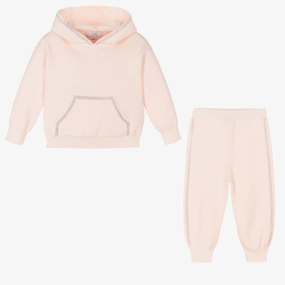Beau KiD Girls Pink Knitted Tracksuit