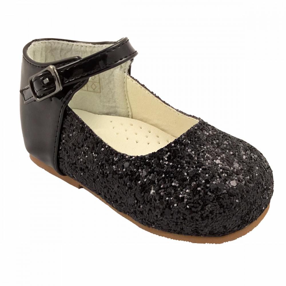 Sevva Toddler Girls Black Glitter Shoe - Scarlett