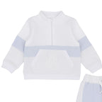 Pastels & Co Boys White and Blue Tracksuit Set with Half Zip Top - Harvey