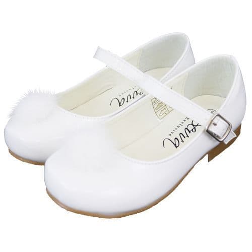 Sevva Girls Patent Leather Fur Pom Shoe 3 COLOURS - Bunny