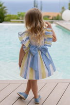 SS26 Miranda Girls Lemon & Blue Stripe Dress