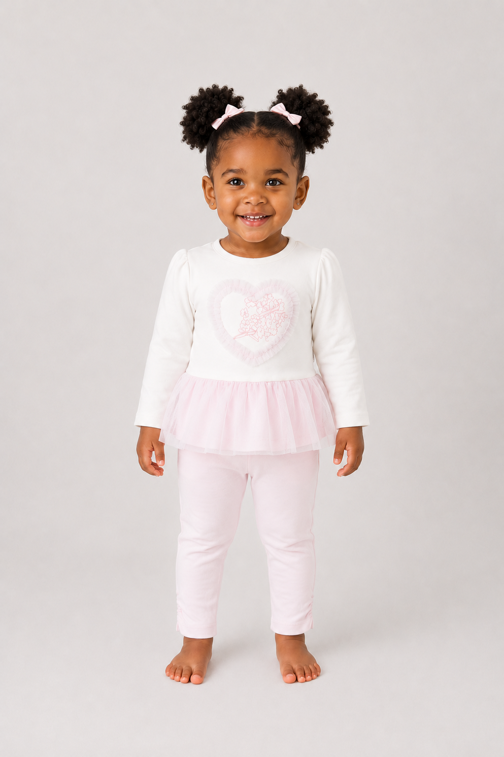 Pre Order Pastels & Co Girls Belle Pink Heart Tulle Leggings Set