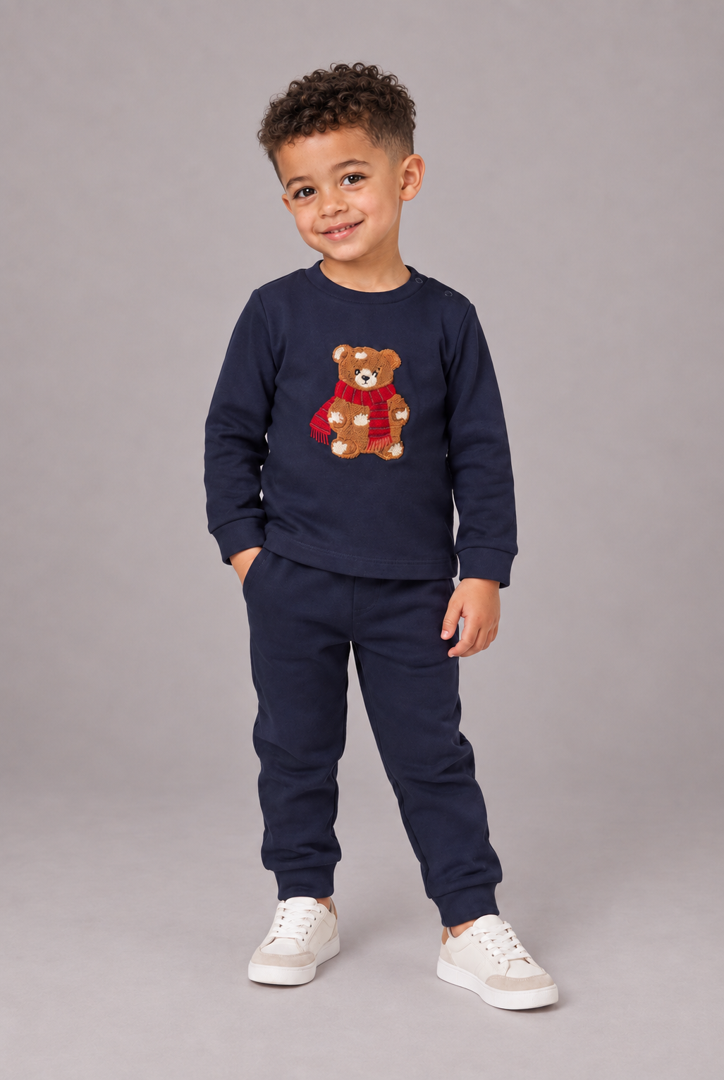 AW26 Deolinda Boys Navy Teddy Bear Tracksuit