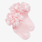 Caramelo Kids Girls Satin Ruffle Socks - Pink