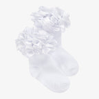 Caramelo Kids Girls Satin Ruffle Socks - White