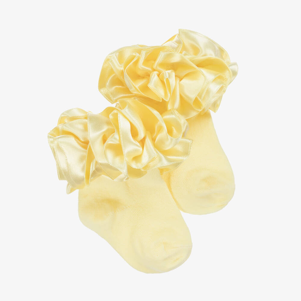 Caramelo Kids Girls Ruffle Socks - Lemon