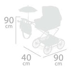 XL Reborn Dolls Pram White & Beige with Matching Bag & Parasol