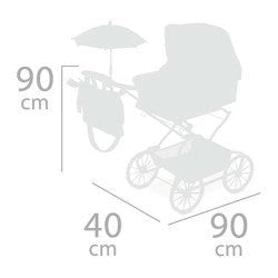 XL Reborn Dolls Pram White & Beige with Matching Bag & Parasol