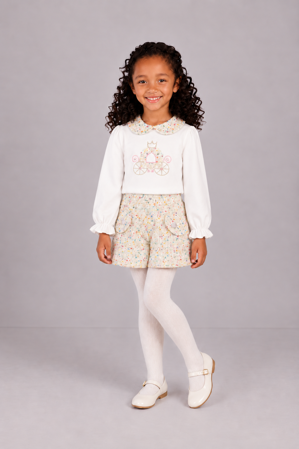 AW26 Chic by Deolinda Girls Multi Coloured Tweed Carriage Short Set