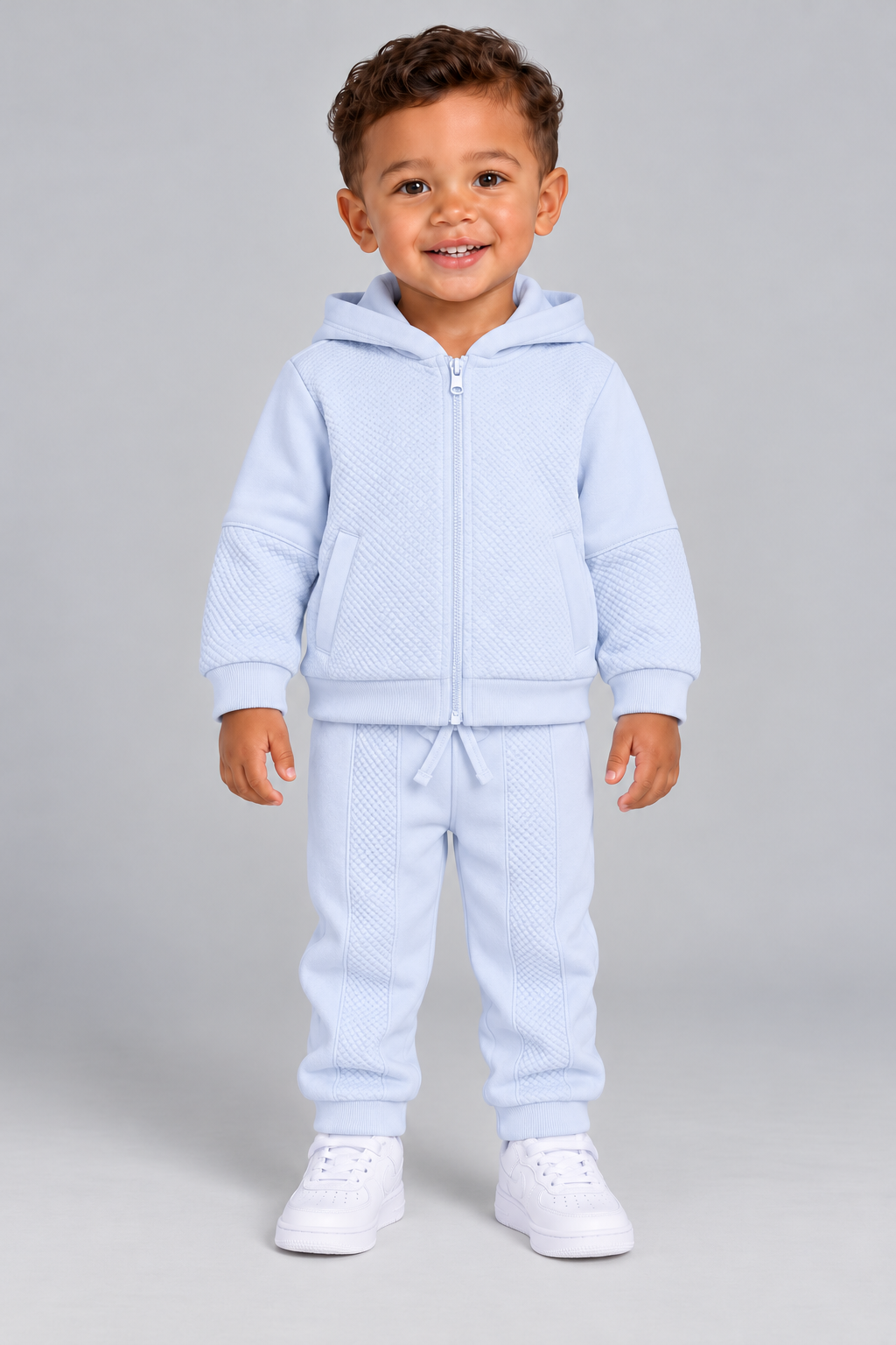 AW26 Pastels & Co Boys Blue Hooded Zip Track Suit 3 Piece Set - Barra