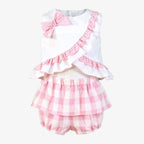 SS26 Miranda Baby Girls Pink & White Check Jam Pant Set