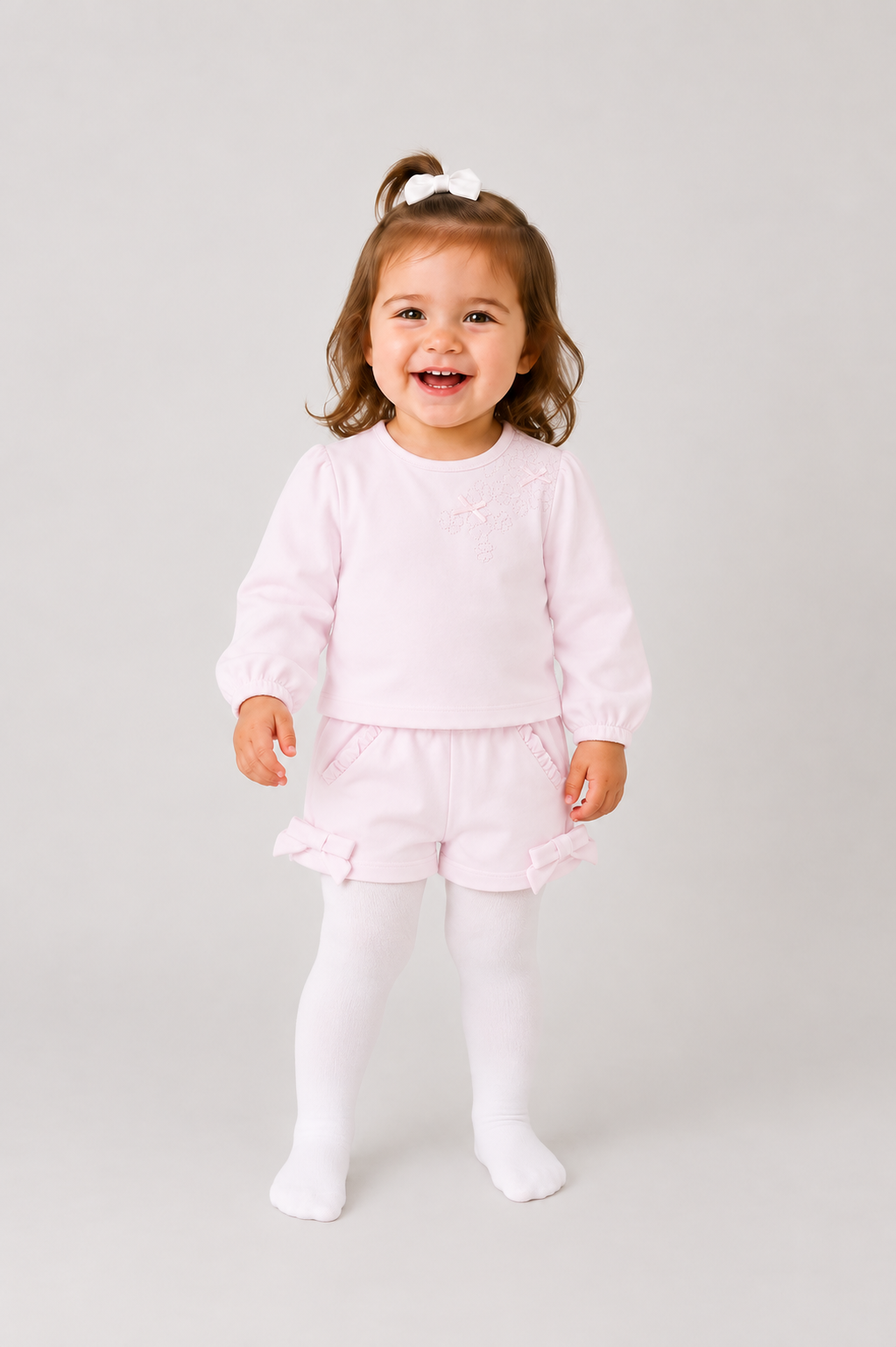 AW26 Pastels & Co Girls Pink Bow Short Set - Merida