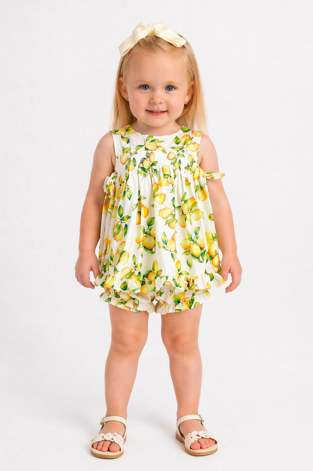 SS26 Deolinda Baby Girls Lemon Open Back Jam Pant Set