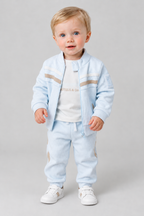 AW26 Pastels & Co Boys Blue & Beige Hooded 3 Piece Track Suit - Philip