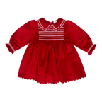 AW26 Deolinda Girls Red Velvet Smocked Velvet Dress