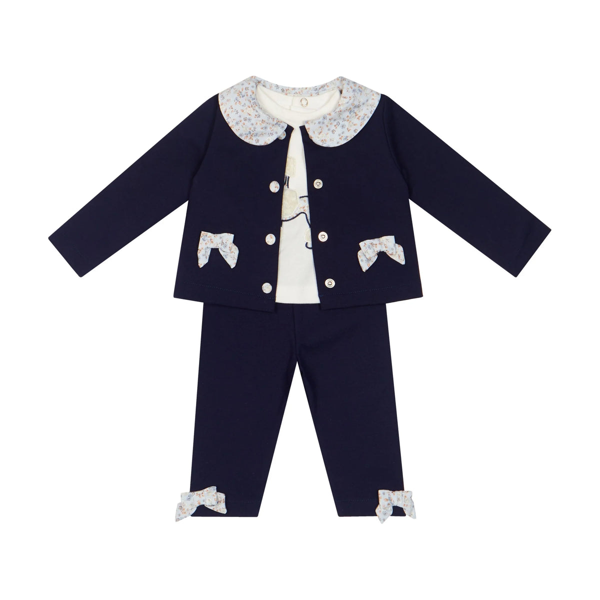 AW26 Deolinda Girls Navy 3 Piece Bow Set