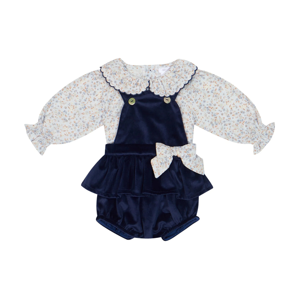 AW26 Deolinda Girls Floral Blouse & Red Velvet 2 Piece Set
