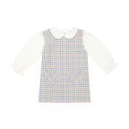 AW26 Deolinda Girls Pink & Blue Houndstooth Pinafore Dress Set