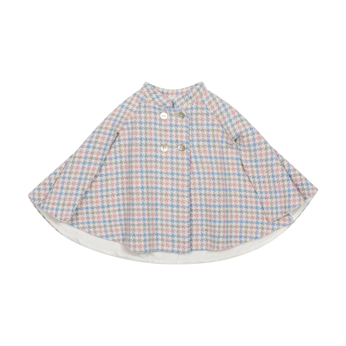 Pre Order AW26 Deolinda Pink & Blue Houndstooth Cape