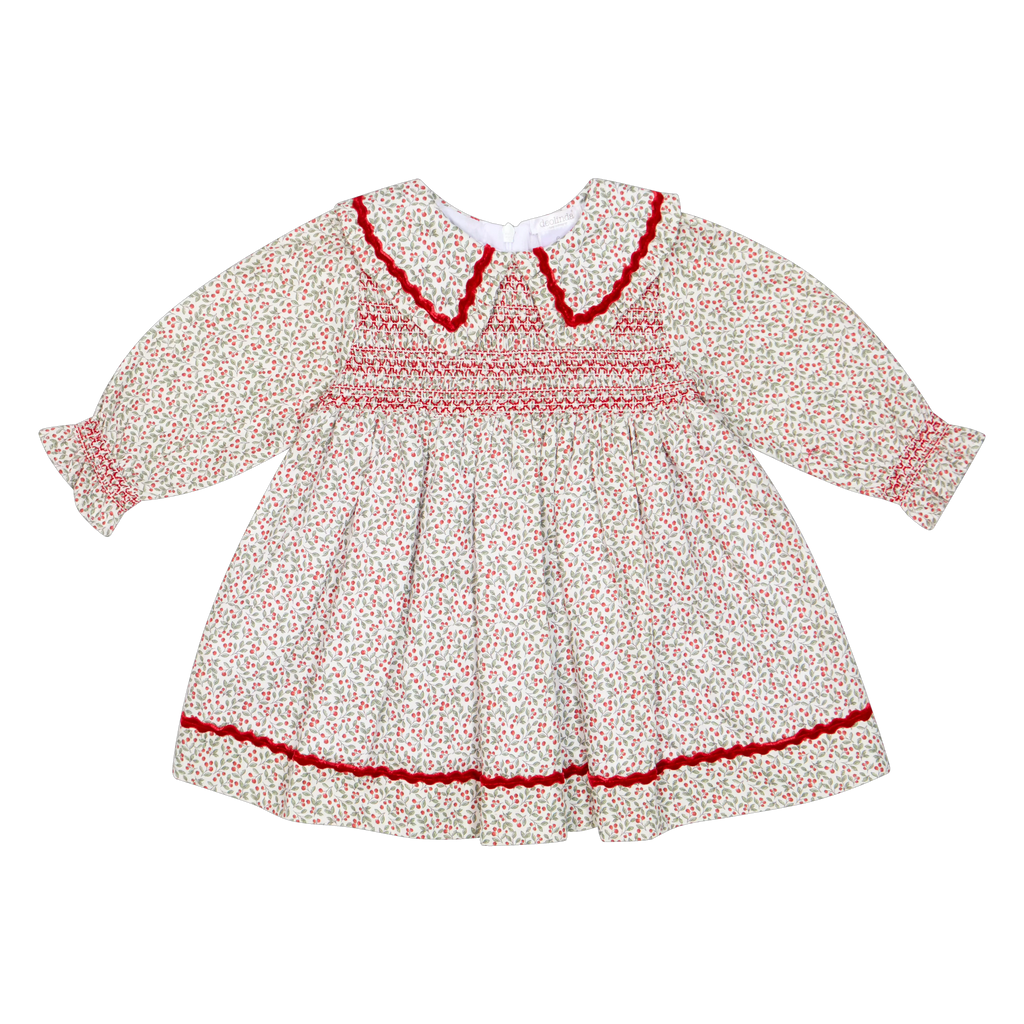 AW26 Deolinda Girls Red Smocked Floral Dress