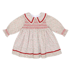 AW26 Deolinda Girls Red Smocked Floral Dress