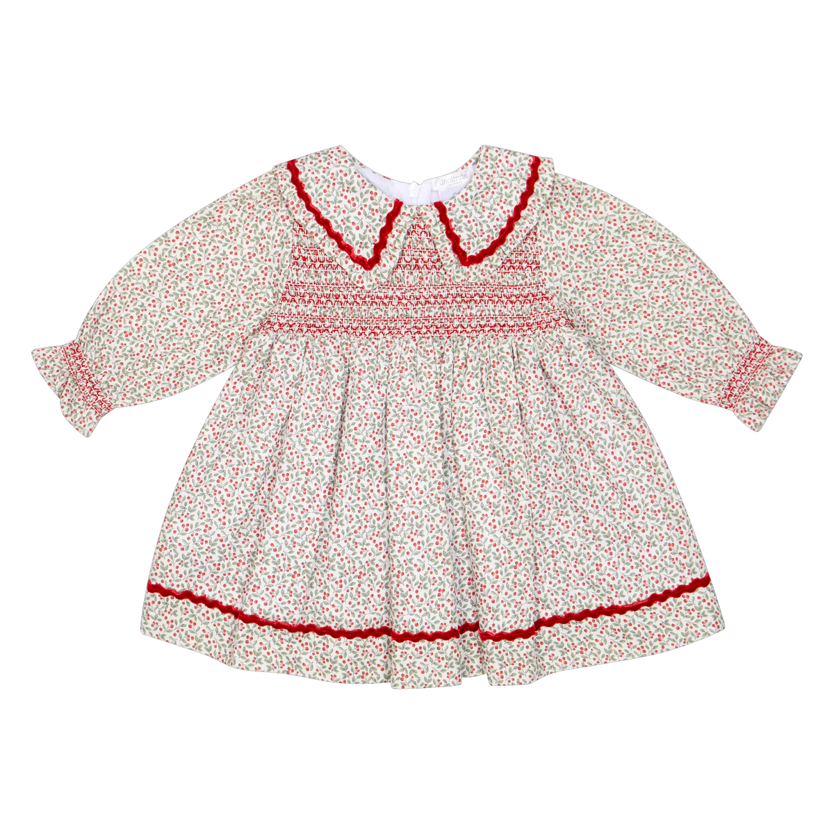 AW26 Deolinda Girls Red Smocked Floral Dress