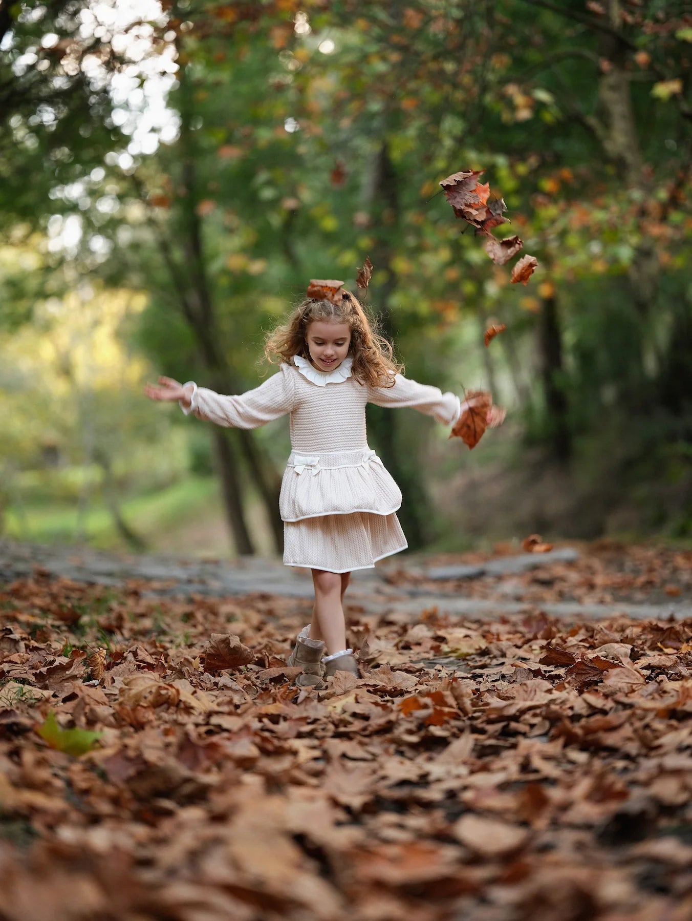 AW25 Deolinda Girls Beige Cable Dress