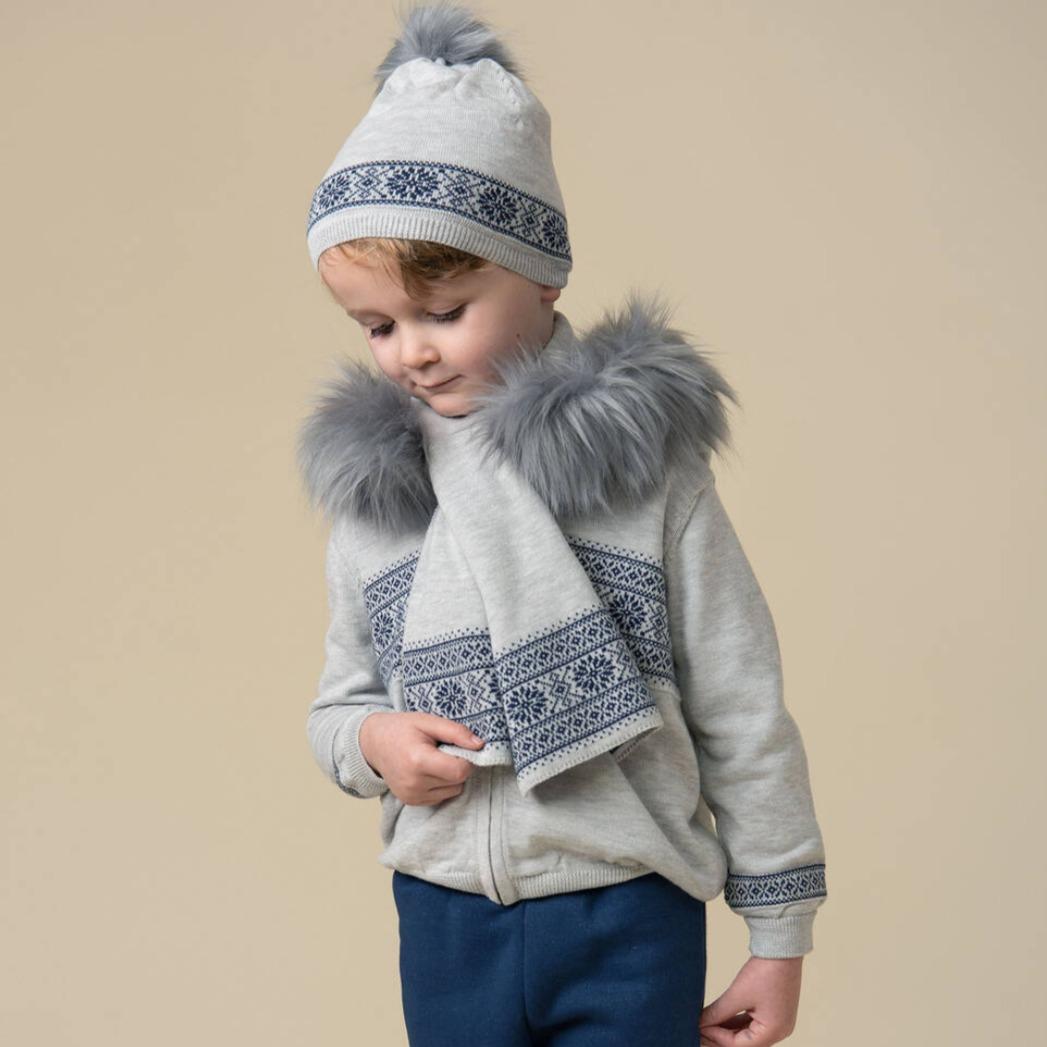Caramelo Kids Boys Grey Fur Hood Jacket
