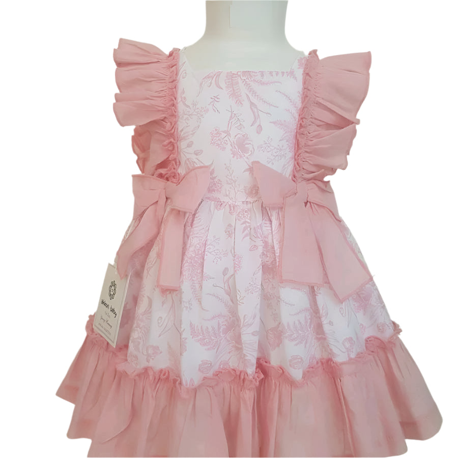 Neon Kids Baby Girls Pink Floral Toile Dress