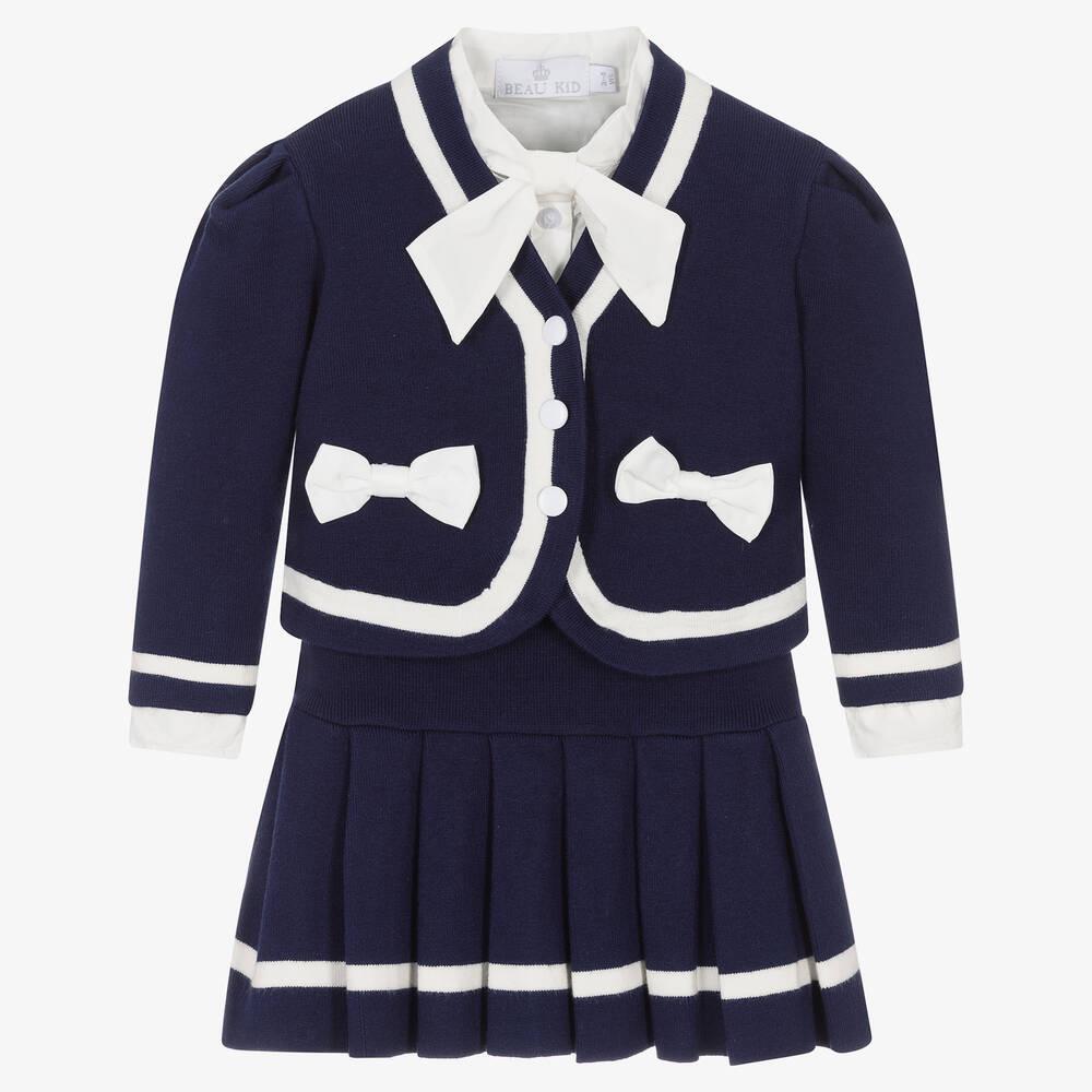 Beau KiD Girls Navy & White 3 Piece Skirt Set