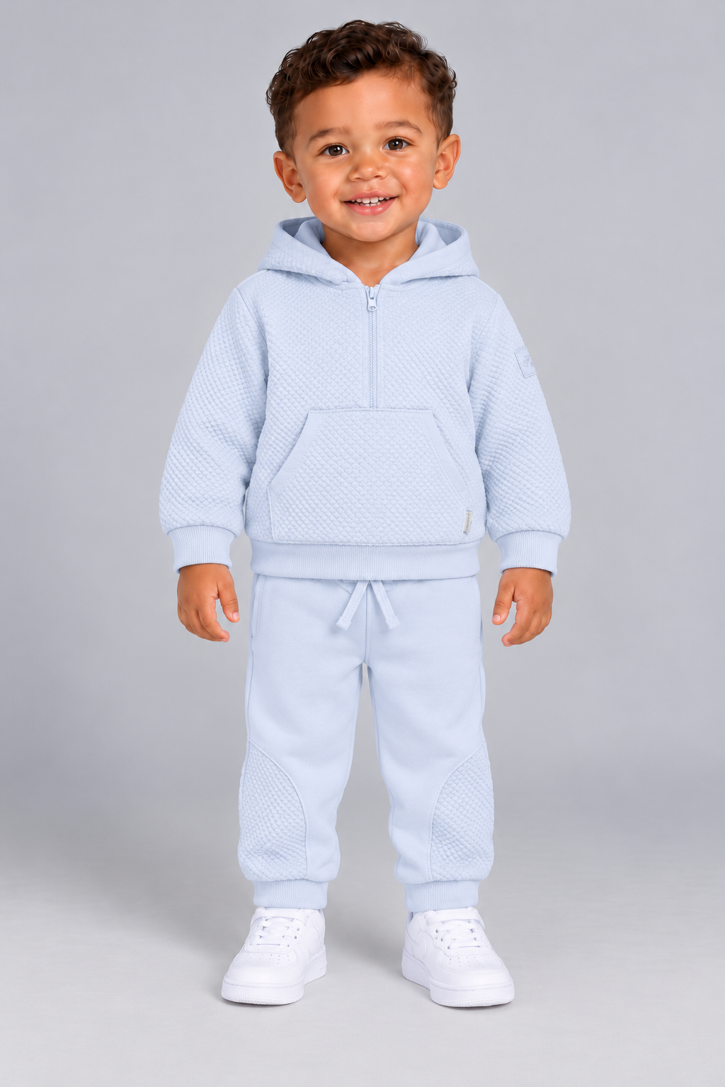 AW26 Pastels & Co Boys Blue Hooded Quarter Zip Track Suit - Arran