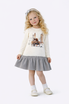 AW25 Miranda Girl's Cream & Grey London Scene Print Dress