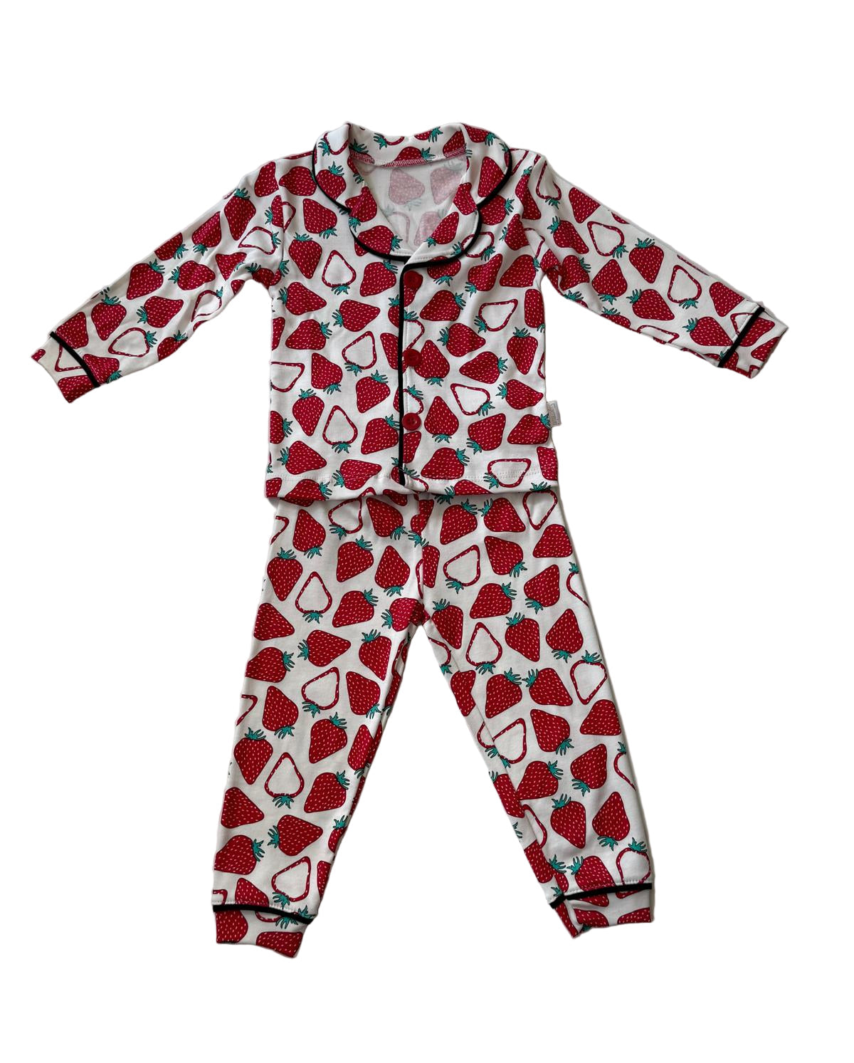 Girls Cotton Winter Pyjamas with Strawberry Print